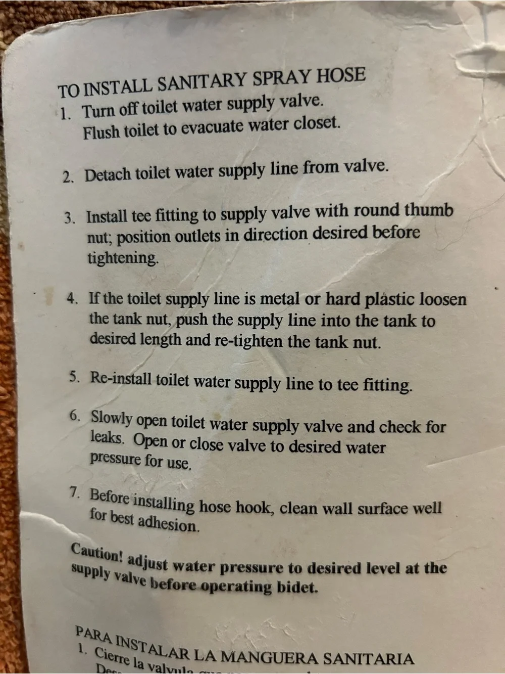 Sanitary Spray Hose / Handheld Bidet Diagram Print